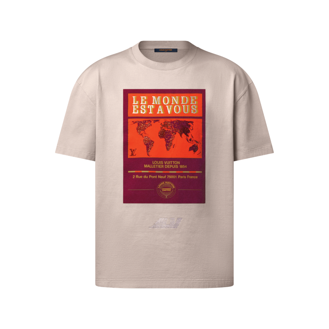 Embellished Graphic Cotton T-Shirt - Luxury White | LOUIS VUITTON